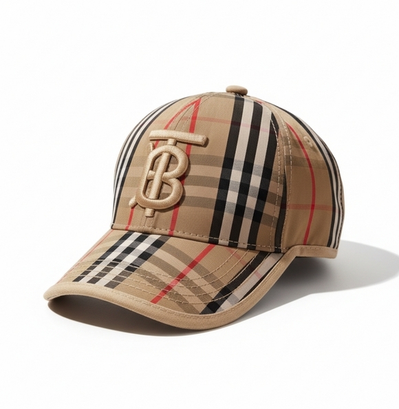 Burberry Other - Burberry Beige Nova Check Baseball Cap with embossed TB Logo